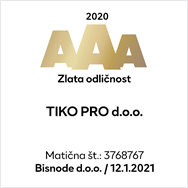 TIKO PRO prejemnik Zlate odličnosti AAA