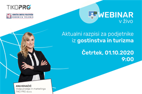 WEBINAR za podjetja iz gostinstva in turizma